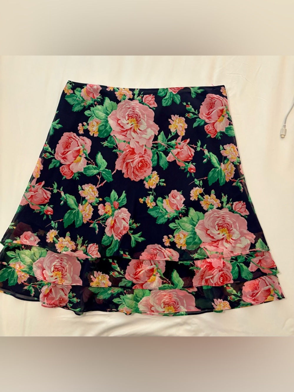 lauren ralph lauren Women’s Silk Layered Floral Skirt Size 12